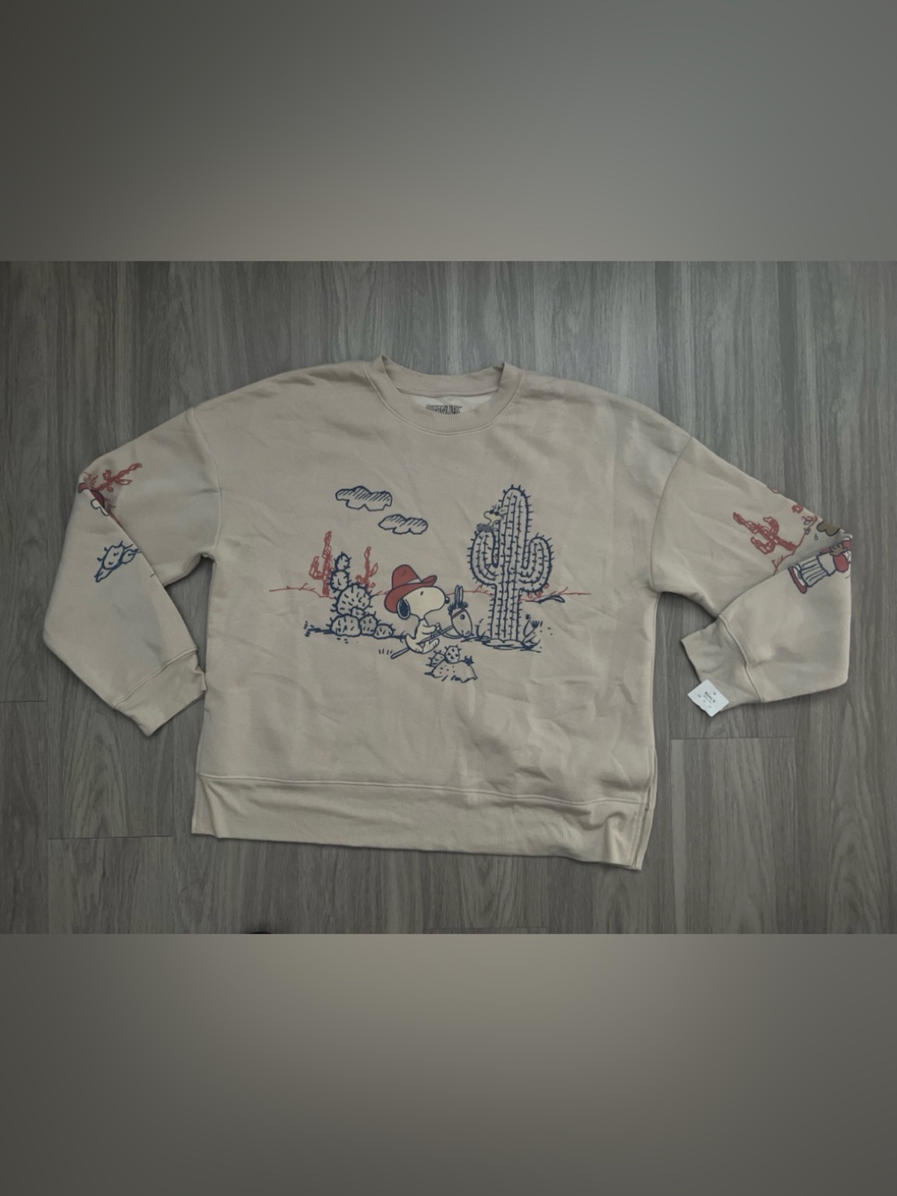 Peanuts Snoopy Cowboy Western Cactus Graphic Sweatshirt XL NWT